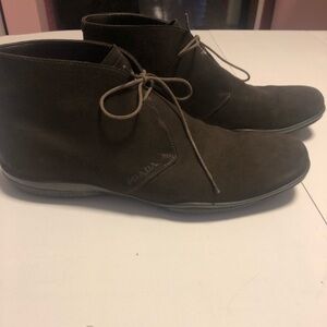 Prada chocolate brown suede chukkas
